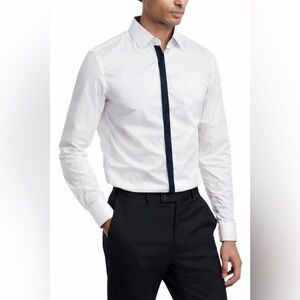 NWT Thomas PINK SA Super Spencer Shirt - White/Navy